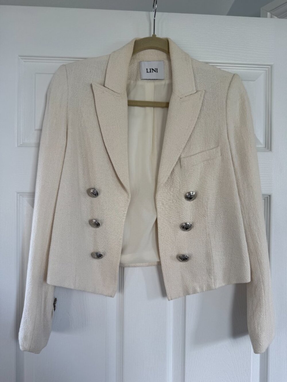 LINI Ella Double Breasted Open Blazer White